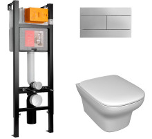 Комплект унитаза с инсталляцией Jacob Delafon Vox E21770RU-00 с сиденьем Микролифт и клавишей смыва Хром