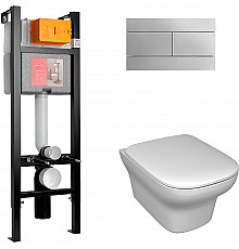 Комплект унитаза с инсталляцией Jacob Delafon Vox E21770RU-00 с сиденьем Микролифт и клавишей смыва Хром