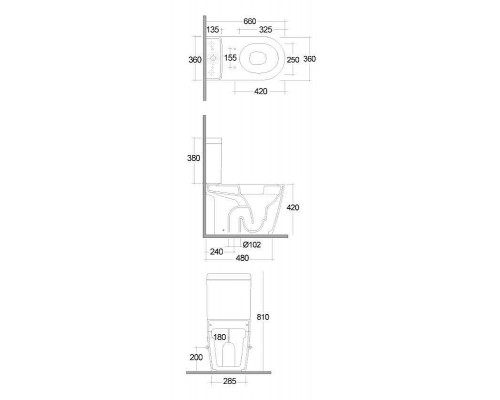 Унитаз-компакт Kludi Resa R 23WCB0643 цвет Белый глянцевый без бачка и сиденья