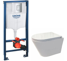 Комплект унитаза Koller Pool Orion OR-0515-RW с инсталляцией Grohe Rapid SL 38772001 с сиденьем Микролифт и клавишей смыва Хром