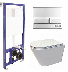 Комплект унитаза Koller Pool Orion OR-0515-RW с инсталляцией Berges Wasserhaus Novum L3 040213 с сиденьем Микролифт и клавишей смыва Хром