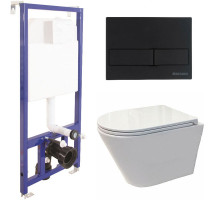Комплект унитаза Koller Pool Orion OR-0515-RW с инсталляцией Berges Wasserhaus Novum L5 040215 с сиденьем Микролифт и Черной матовой клавишей смыва