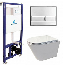 Комплект унитаза Koller Pool Orion OR-0515-RW с инсталляцией Koller Pool DUNE1200SL+Neon с сиденьем Микролифт и клавишей смыва Хром