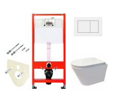 Комплект унитаза Koller Pool Orion OR-0515-RW с инсталляцией Tece Base 9400413 с сиденьем Микролифт и Белой клавишей смыва