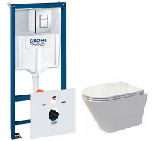 Комплект унитаза Koller Pool Orion OR-0515-RW с инсталляцией Grohe Rapid SL 38775001 с сиденьем Микролифт и клавишей смыва Хром