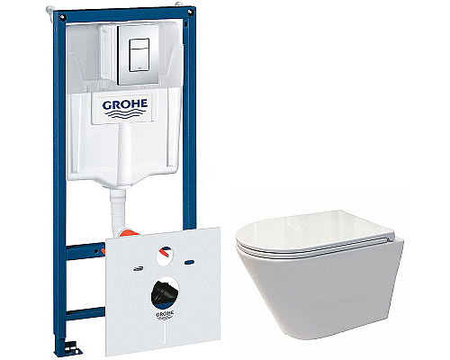 Заказать Комплект унитаза Koller Pool Orion OR-0515-RW с инсталляцией Grohe Rapid SL 38775001 с сиденьем Микролифт и клавишей смыва Хром в магазине сантехники Santeh-Crystal.ru