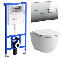 Комплект унитаза с инсталляцией Laufen Pro ПЭК 8.6996.6.000.000.R с сиденьем Микролифт и клавишей смыва Хром