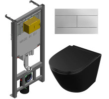 Комплект унитаза Owl 1975 Vind Cirkel-H OWLT190305 с сиденьем Микролифт и инсталляцией Jacob Delafon E29025-NF+E4316-CP с клавишей смыва Хром