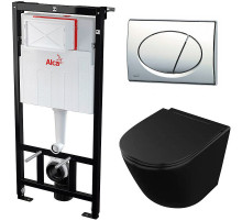 Комплект унитаза Owl 1975 Vind Cirkel-H OWLT190305 с инсталляцией Alcaplast Sadromodul AM101/1120-3:1 RU M71-0001 с сиденьем Микролифт и клавишей смыва Хром