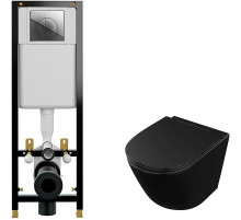 Комплект унитаза Owl 1975 Vind Cirkel-H OWLT190305 с инсталляцией Cersanit Black 35 S-IN-BLACK-Cg-w с сиденьем Микролифт и клавишей смыва Хром