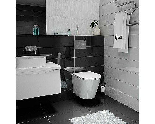 Купить Комплект унитаза с инсталляцией Point Виктория PN48071BM с сиденьем Микролифт и Черной матовой клавишей смыва в магазине сантехники Santeh-Crystal.ru