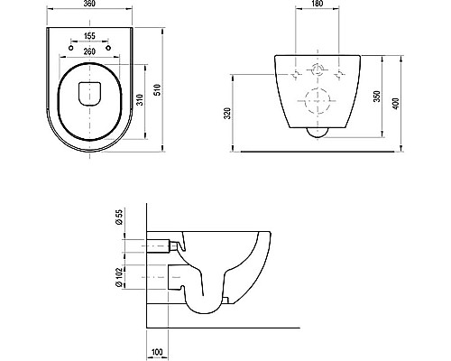 Приобрести Унитаз Ravak Uni Chrome RimOff X01794 подвесной Черный без сиденья в магазине сантехники Santeh-Crystal.ru