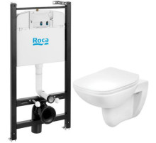 Комплект унитаза с инсталляцией Roca Debba Pack Rimless 893104970 с сиденьем Микролифт без клавиши смыва