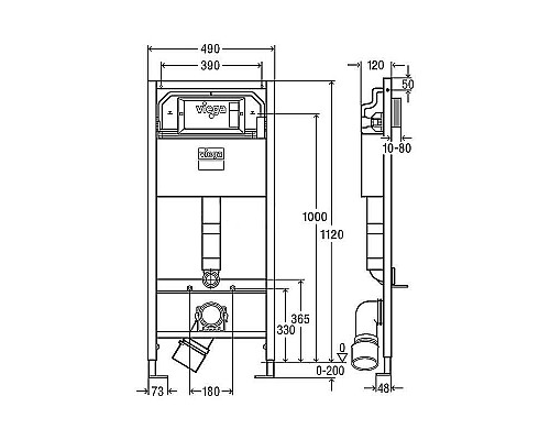 Заказать Комплект унитаза Roca Mateo 346200000+ZRU9302815 с инсталляцией Viega Prevista Dry 792855 с сиденьем и клавишей смыва Хром в магазине сантехники Santeh-Crystal.ru