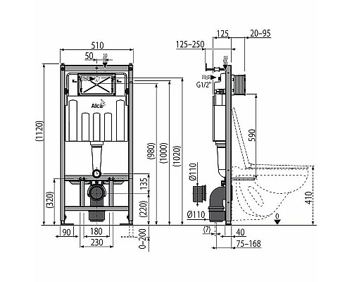 Купить Комплект унитаза Roca Mateo 346200000+ZRU9302815 с инсталляцией Alcaplast Sadromodul AM101/1120-3:1 RU M71-0001 с сиденьем и клавишей смыва Хром в магазине сантехники Santeh-Crystal.ru