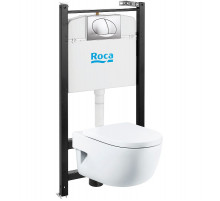 Комплект унитаза с инсталляцией Roca Meridian 7893104110 с сиденьем Микролифт и клавишей смыва Хром