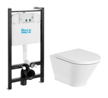 Комплект унитаза с инсталляцией Roca The Gap Round Pack Rimless 893105000 с сиденьем Микролифт без клавиши смыва