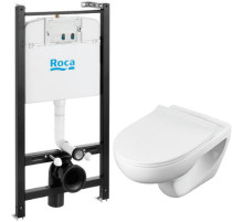 Комплект унитаза с инсталляцией Roca Victoria Pack Rimless 893105010 с сиденьем Микролифт без клавиши смыва