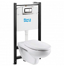 Комплект унитаза с инсталляцией Roca Victoria 893100000 с сиденьем Микролифт и клавишей смыва Хром