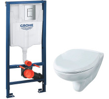 Комплект унитаза Rosa Элеганс Люкс Вн УнБ32 4620008195438 с инсталляцией Grohe Rapid SL 38772001 с сиденьем Микролифт и клавишей смыва Хром