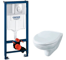 Комплект унитаза Rosa Элеганс Люкс Вн УнБ32 4620008195438 с инсталляцией Grohe Rapid SL 38721001 с сиденьем Микролифт и клавишей смыва Хром