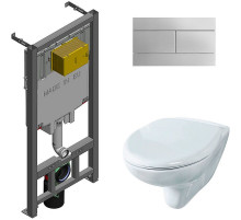 Комплект унитаза Rosa Элеганс Люкс Вн УнБ32 4620008195438 с сиденьем Микролифт и инсталляцией Jacob Delafon E29025-NF+E4316-CP с клавишей смыва Хром