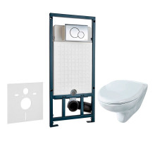 Комплект унитаза Rosa Элеганс Люкс Вн УнБ32 4620008195438 с сиденьем Микролифт и инсталляцией WeltWasser WW Marberg 507 10000005949+10000005952 с клавишей смыва Хром глян