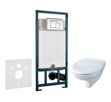 Комплект унитаза Rosa Элеганс Люкс Вн УнБ32 4620008195438 с сиденьем Микролифт и инсталляцией WeltWasser WW Marberg 507 10000005949+10000005953 с клавишей смыва Хром глян