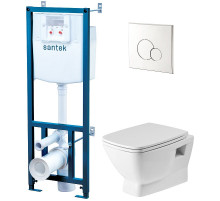 Комплект унитаза с инсталляцией Santek Нео Пэк 1WH501572 с сиденьем Микролифт и клавишей смыва Хром