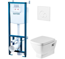 Комплект унитаза с инсталляцией Santek Нео Пэк 1WH302463 с сиденьем Микролифт и Белой клавишей смыва
