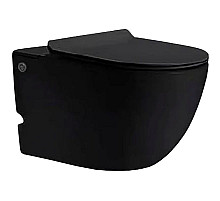 Комплект унитаза с инсталляцией SantiLine SL-5031MB подвесной Черный матовый с сиденьем Микролифт