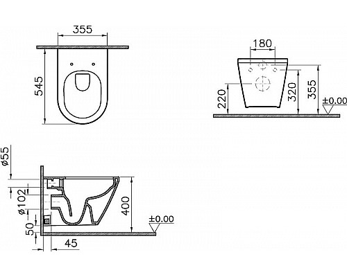 Купить Комплект унитаза с инсталляцией Vitra Integra Round 9856B003-7205 с сиденьем Микролифт и клавишей смыва Хром глянцевый в магазине сантехники Santeh-Crystal.ru