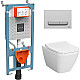 Купить Комплект унитаза с инсталляцией Vitra Integra Square 9856B003-7206 с сиденьем Микролифт и клавишей смыва Хром матовый в магазине сантехники Santeh-Crystal.ru