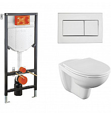 Комплект унитаза с инсталляцией Vitra Norm Fit 9773B099-7207 с сиденьем Микролифт и клавишей смыва Хром
