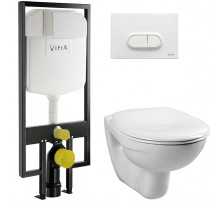 Комплект унитаза с инсталляцией Vitra Normus 9773B003-7201 с сиденьем и кнопкой смыва Белой