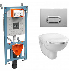 Комплект унитаза с инсталляцией Vitra Normus 9773B003-7202 с сиденьем и клавишей смыва Хром