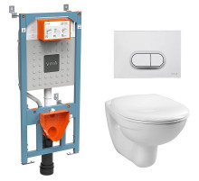 Комплект унитаза с инсталляцией Vitra Normus 9773B003-7203 с сиденьем и клавишей смыва Хром матовый