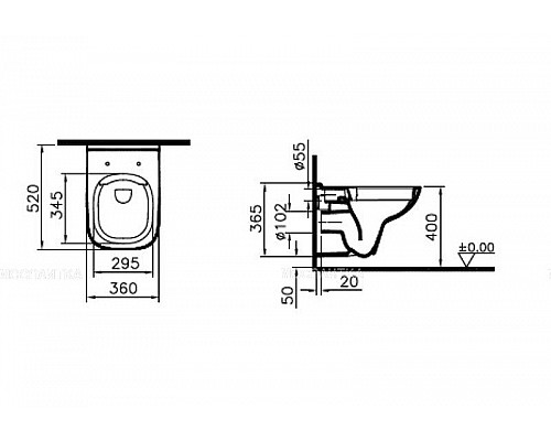 Купить Комплект унитаза с инсталляцией Vitra S 20 9004B003-7207 с сиденьем Микролифт и клавишей смыва Хром глянец в магазине сантехники Santeh-Crystal.ru