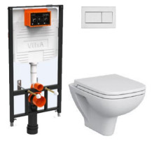 Комплект унитаза с инсталляцией Vitra S 20 9004B003-7207 с сиденьем Микролифт и клавишей смыва Хром глянец