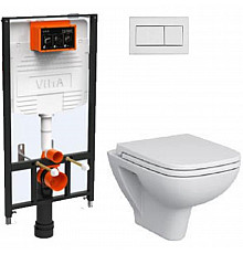 Комплект унитаза с инсталляцией Vitra S 20 9004B003-7207 с сиденьем Микролифт и клавишей смыва Хром глянец