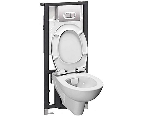 Заказать Комплект унитаза с инсталляцией Vitra S20 9004B003-7202 с сиденьем Микролифт и кнопкой смыва Хром в магазине сантехники Santeh-Crystal.ru