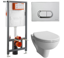 Комплект унитаза с инсталляцией Vitra S20 9004B003-7202 с сиденьем Микролифт и кнопкой смыва Хром