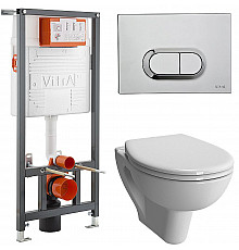 Комплект унитаза с инсталляцией Vitra S20 9004B003-7202 с сиденьем Микролифт и кнопкой смыва Хром