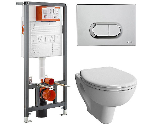 Заказать Комплект унитаза с инсталляцией Vitra S20 9004B003-7202 с сиденьем Микролифт и кнопкой смыва Хром в магазине сантехники Santeh-Crystal.ru