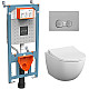 Купить Комплект унитаза с инсталляцией Vitra Sento Rim-Ex 9830B003-7207 с сиденьем Микролифт и клавишей смыва Хром матовый в магазине сантехники Santeh-Crystal.ru