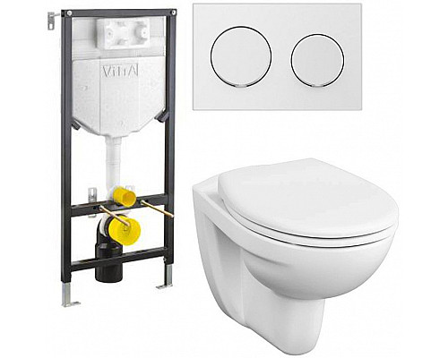 Купить Комплект унитаза Vitra Spinflush с инсталляцией Uno 9842B003-7206 с сиденьем Микролифт и клавишей смыва Хром в магазине сантехники Santeh-Crystal.ru