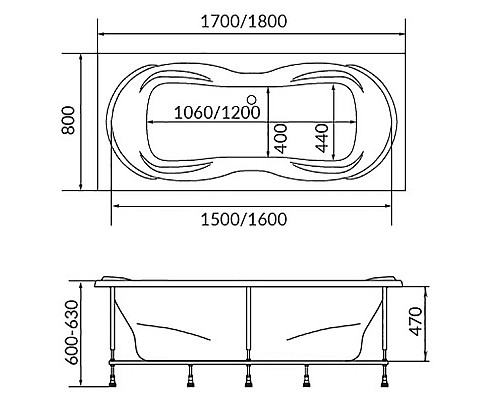 Приобрести Акриловая ванна 1MarKa Dinamica 180x80 01ди1880 без гидромассажа в магазине сантехники Santeh-Crystal.ru