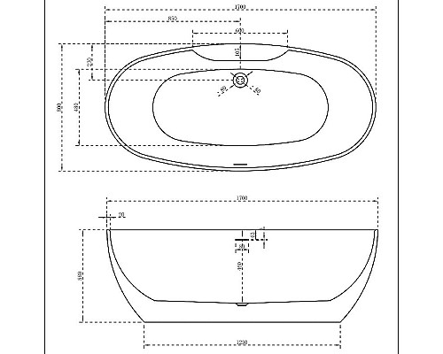 Купить Акриловая ванна Abber 170x80 AB9323 без гидромассажа в магазине сантехники Santeh-Crystal.ru