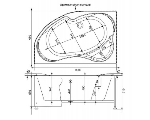Приобрести Акриловая ванна Aquanet Capri 160x100 L 205476 без гидромассажа в магазине сантехники Santeh-Crystal.ru