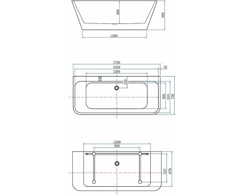 Заказать Акриловая ванна Aquanet Family Perfect 13775-MW-MB 170x75 293081 Черная матовая без гидромассажа в магазине сантехники Santeh-Crystal.ru